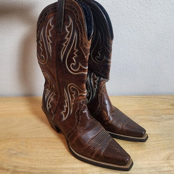 Ariat Boots Womens Size 6B Brown Leather Western Cowboy ATS Square Toe - Picture 9 of 14